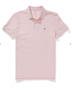 Polo nam American Eagle hồng kem