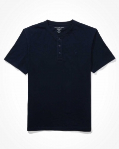 Áo Thun Nam Henley Xanh Navy – American Eagle