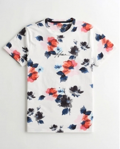 Áo cổ tròn Hollister họa tiết