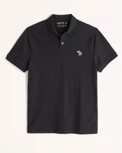 Polo Abercrombie đen logo 3D