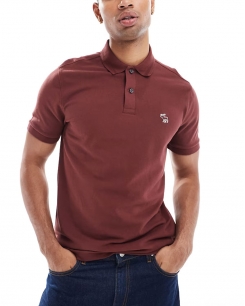 Polo Abercrombie màu đỏ đô viền cổ