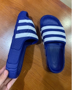 Dép Adidas Bắp Cải Xanh Dương Sọc Trắng