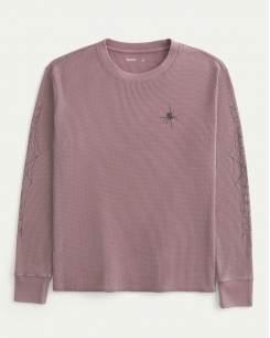 Áo Tay Dài Hollister Thermal Nhện Màu Washed Mauve