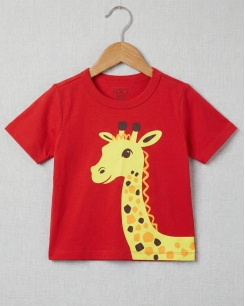 Áo Thun Bé Trai - Đỏ Hình Hươu Cao Cổ