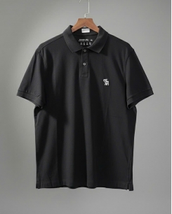 Polo Abercrombie đen logo Tonal