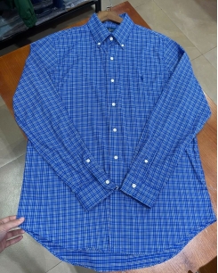 Sơ Mi Ralph Lauren Tay Dài Classic Fit Poplin Caro Xanh Dương
