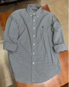 Sơ Mi Ralph Lauren Tay Ngắn Classic Fit Gingham Đen Nhí