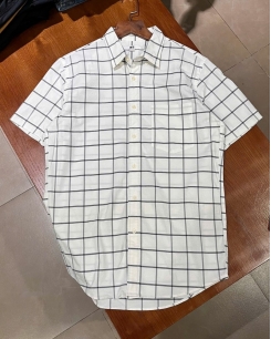 Áo Sơ Mi Nam Uniqlo Tay Ngắn Caro Trắng/Đen