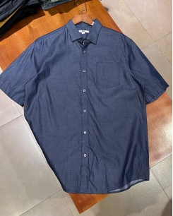 Áo Sơ Mi Nam Uniqlo Tay Ngắn Màu Xanh Denim