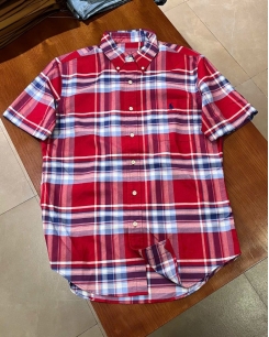 Sơ Mi Ralph Lauren Tay Ngắn Classic Fit Caro Đỏ Vải Oxford