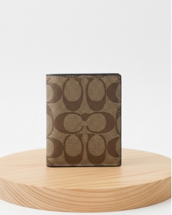 Ví nam da thật Coach màu nâu