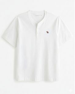 Áo Thun Nam Abercrombie & Fitch Trắng Cổ Trụ