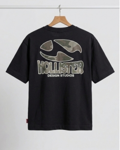 Áo Thun Nam Hollister Boxy Heavyweight - Đen Xám