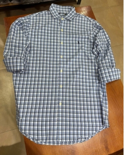Sơ Mi Ralph Lauren Tay Dài Classic Fit Plaid Xanh Trắng