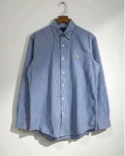 Sơ Mi Ralph Lauren Tay Dài Classic Fit Gingham Xanh Đậm Poplin