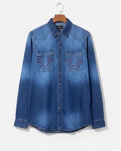 Denim Ông Địa xanh wash chỉ đỏ