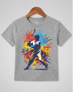 Áo Thun Bé Trai In Hình Bóng Chày