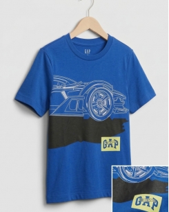 Áo Thun Bé Trai GAP x Hot Wheels Màu Xanh