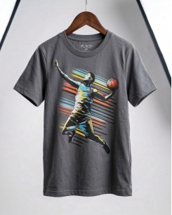 Áo Thun Bé Trai - Basketball Đen Xám