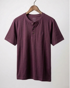 Áo Thun Nam Cổ trụ màu đỏ mận