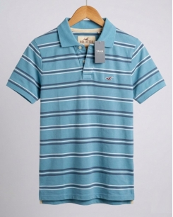 Áo Polo Hollister Nam Vải Cá Sấu- Sọc Xanh