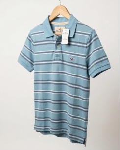 Áo Polo Hollister Nam Vải Cá Sấu- Sọc Xanh