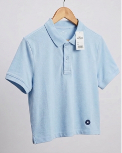 Áo Polo Hollister Boxy Crop Xanh Nhạt