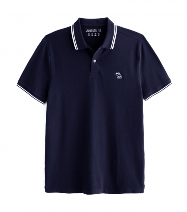 Polo Abercrombie xanh phối viền cổ