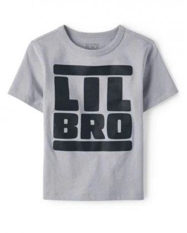 Áo thun The Children's Place bé trai xám LIL BRO