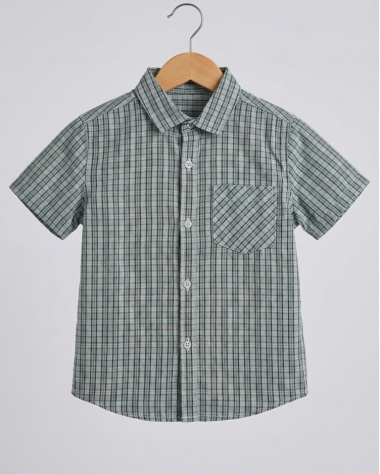 Áo Sơ Mi Bé Trai Tay Ngắn S&D - Caro Xám