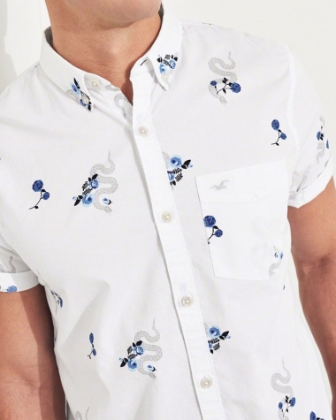 Áo sơ mi Hollister ngắn tay màu xám