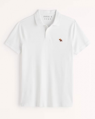 Polo Abercrombie màu trắng logo nâu