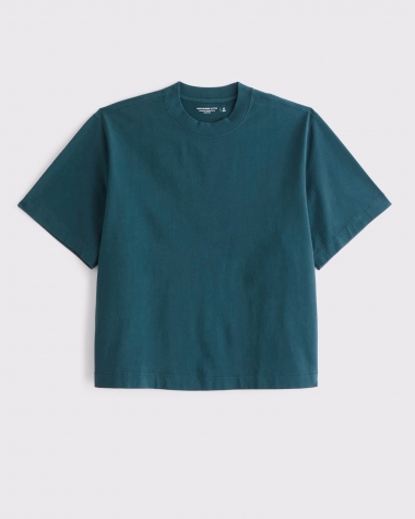 Áo Abercrombie Premium Heavyweight xanh Teal