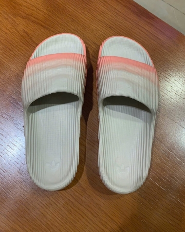 Dép Adidas Bắp Cải Xám Sọc Cam Adilette Comfort Chính Hãng