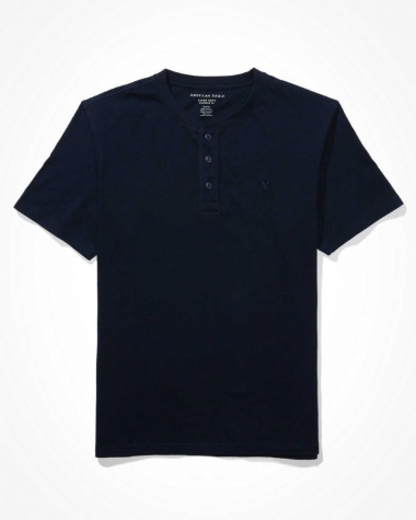 Áo Thun Nam Henley Xanh Navy – American Eagle