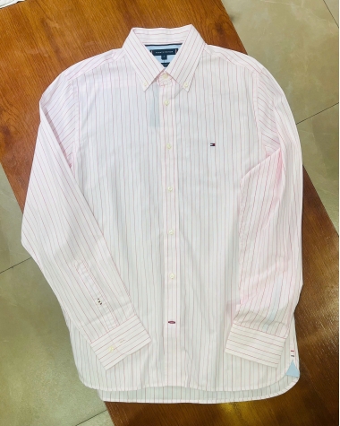 Áo Sơ Mi Tommy Sọc Hồng Pastel – Form Classic