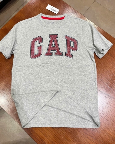 Áo Phông GAP Bé Trai Màu Xám In Logo Chính Hãng