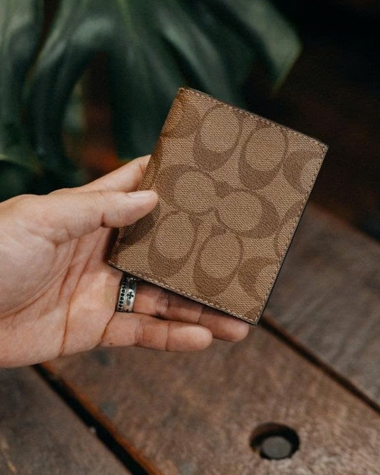 Ví nam da thật Coach màu nâu