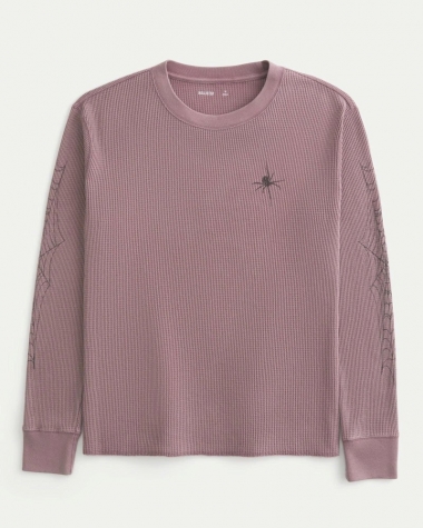 Áo Tay Dài Hollister Thermal Nhện Màu Washed Mauve