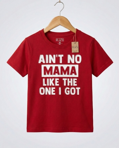 Áo Thun Bé Trai - Màu Đỏ In Chữ "Mama"