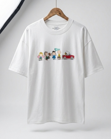 Áo Thun Nam Abercrombie Oversize Peanuts – Trắng
