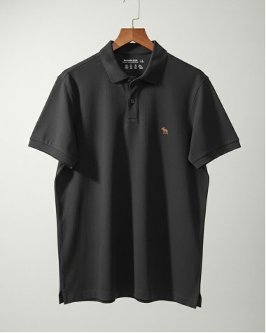 Polo Abercrombie đen logo nâu