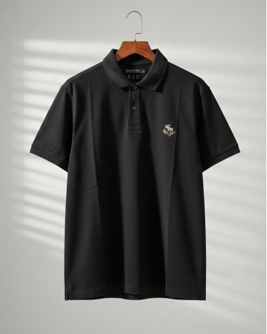 Polo Abercrombie đen logo hoa