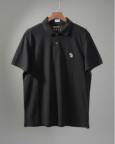 Polo Abercrombie đen logo Tonal