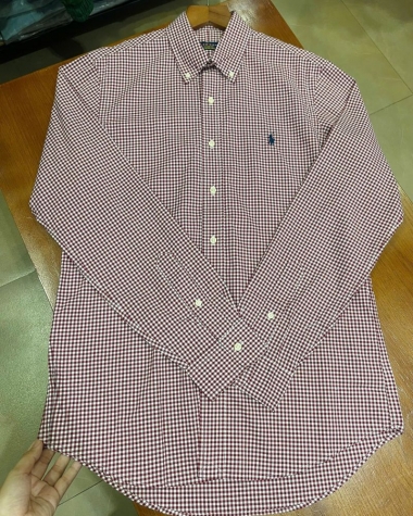 Sơ Mi Ralph Lauren Tay Dài Classic Fit Gingham Đỏ Đô Poplin