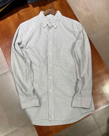 Áo Sơ Mi Nam Uniqlo Oxford Tay Dài Màu Xám Nhạt