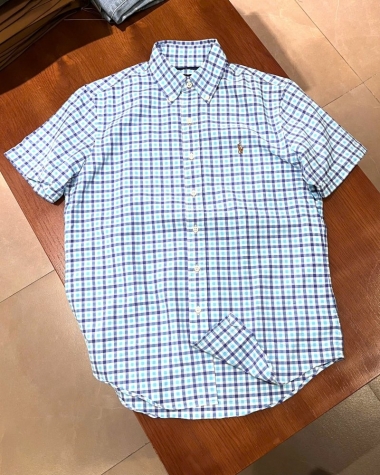 Áo Sơ Mi Ralph Lauren Tay Ngắn Classic Fit Caro Xanh