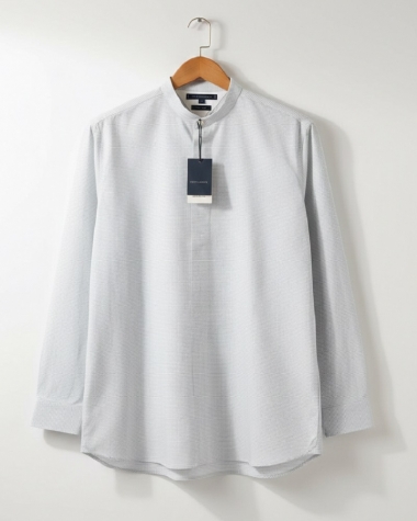 Áo Sơ Mi Tommy Cổ Trụ Caro Kem – Form Classic