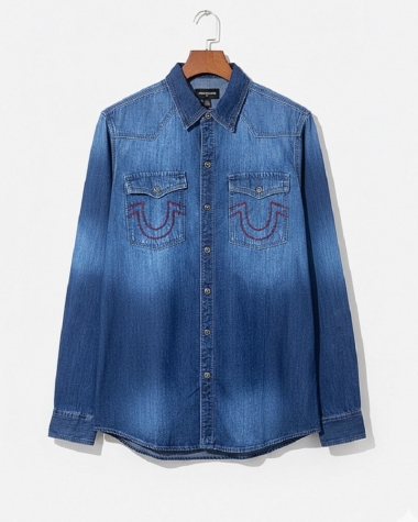 Denim Ông Địa xanh wash chỉ đỏ