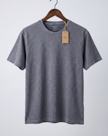 Áo Thun Nam - Sọc Ngang Xám Xanh